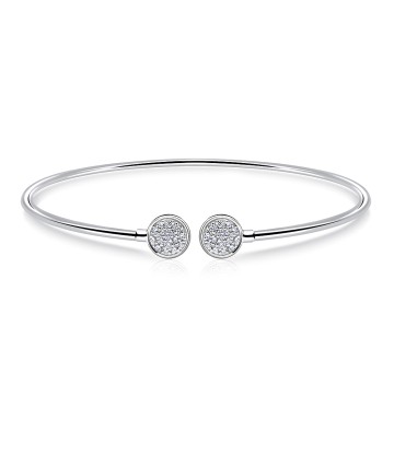 Round Shape with Double CZ Stone Silver Bracelet BRS-223